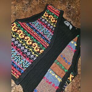 Vintage Lizwear Size 8p Colorful Knit Vest with Geometric Patterns